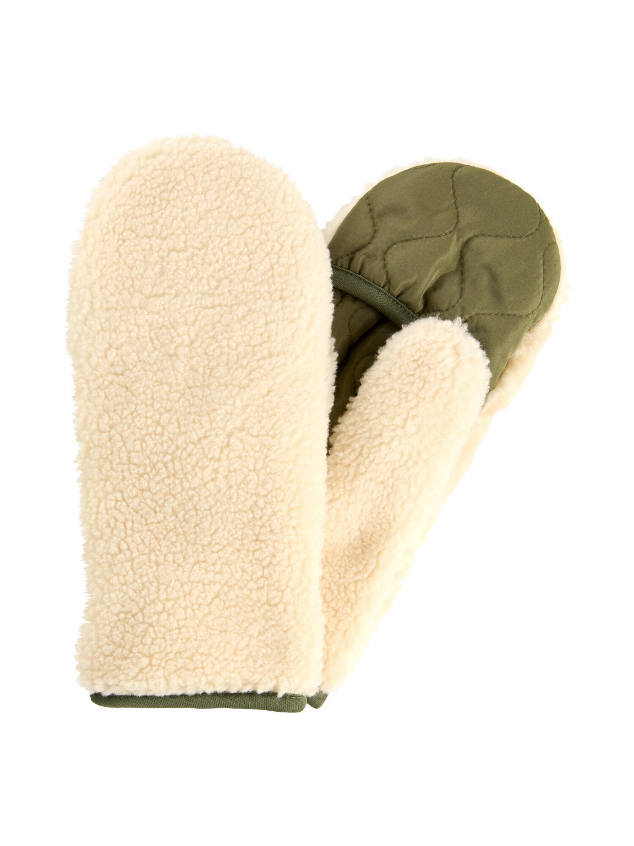 CAMEL ACTIVE Teddy Handschuhe in einem Materialmix in Weiß: Vorderseite