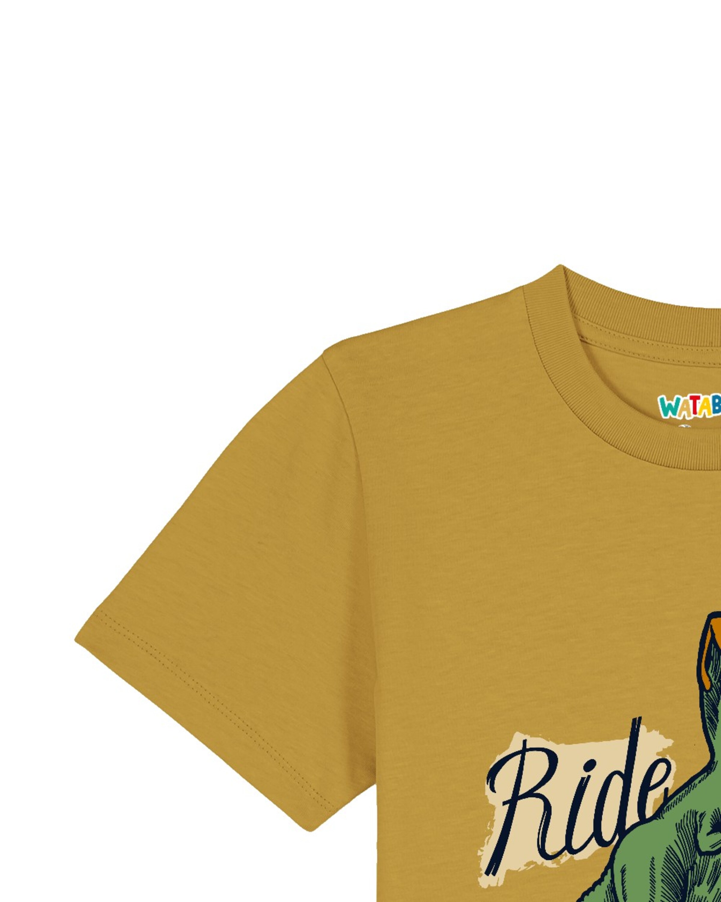 watabout.kids Shirt 'T-Rex Fahrrad' in Geel