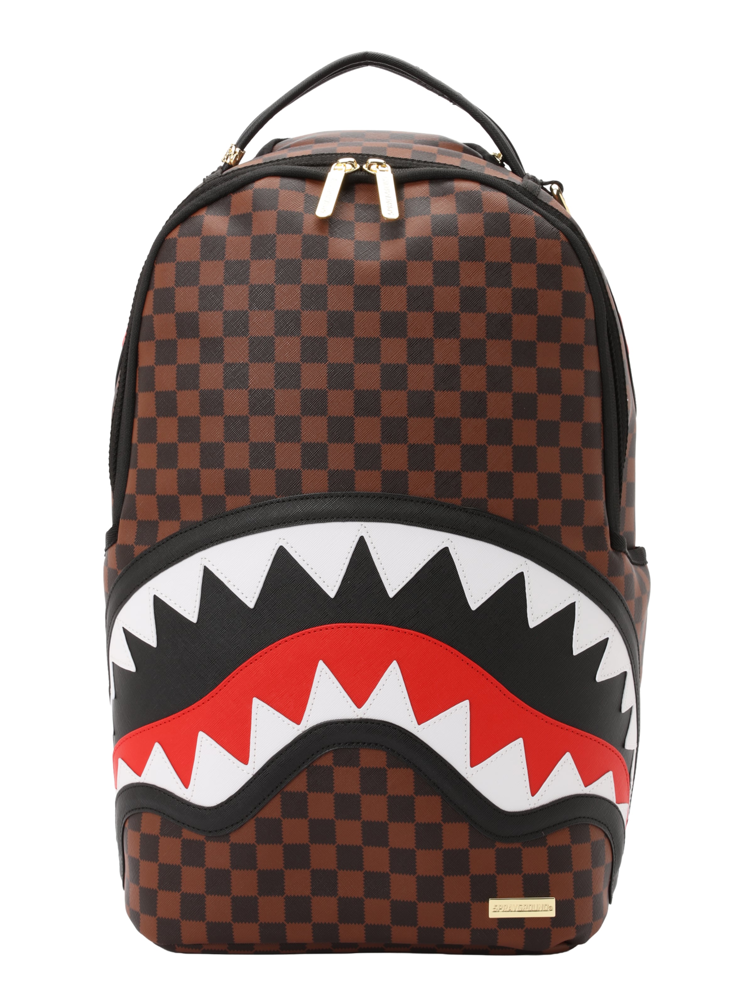 Sprayground Backpack 'SAWTOOTH SHARKS IN PARIS' in Brown: front