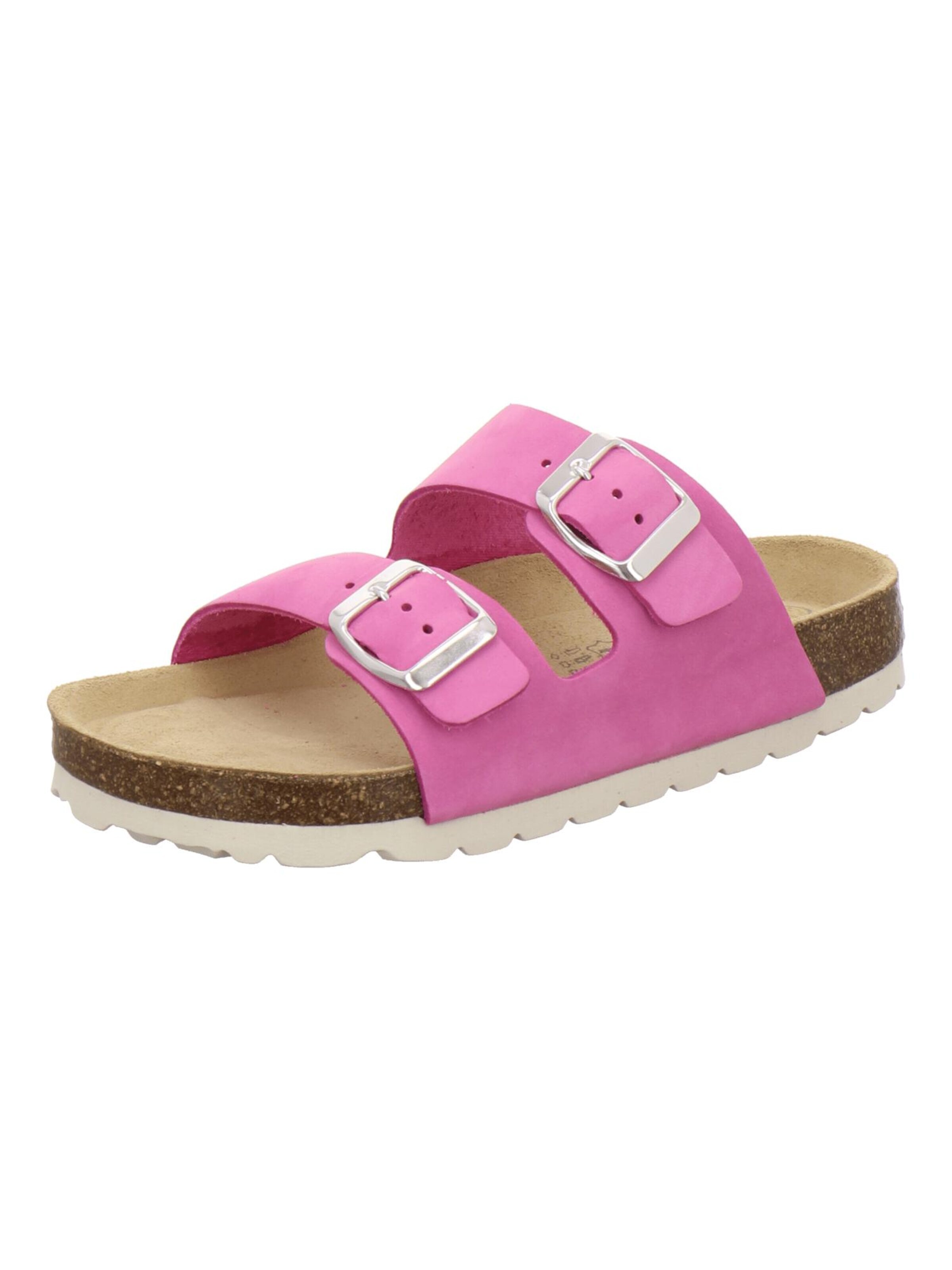 Sandales 'Mädchen Pantolette Zweischnaller fuchsia' AFS-Schuhe en rose : devant