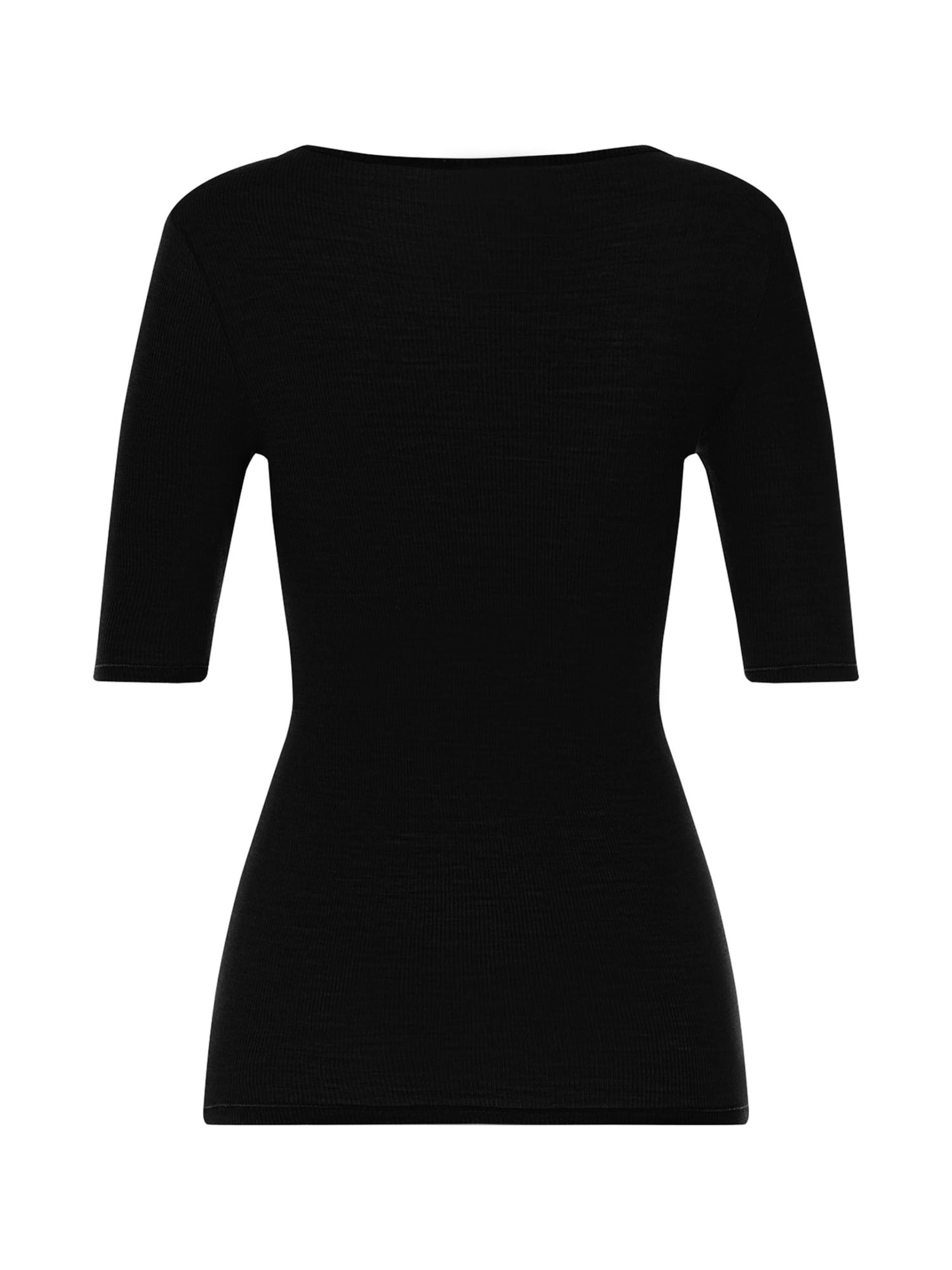 Hanro Shirt ' Woolen Lace ' in Zwart