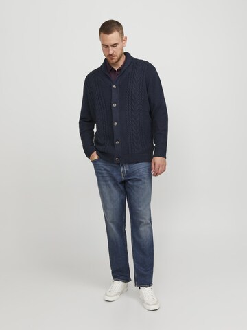 Jack & Jones Plus Πλεκτή ζακέτα 'CRAIG' σε μπλε