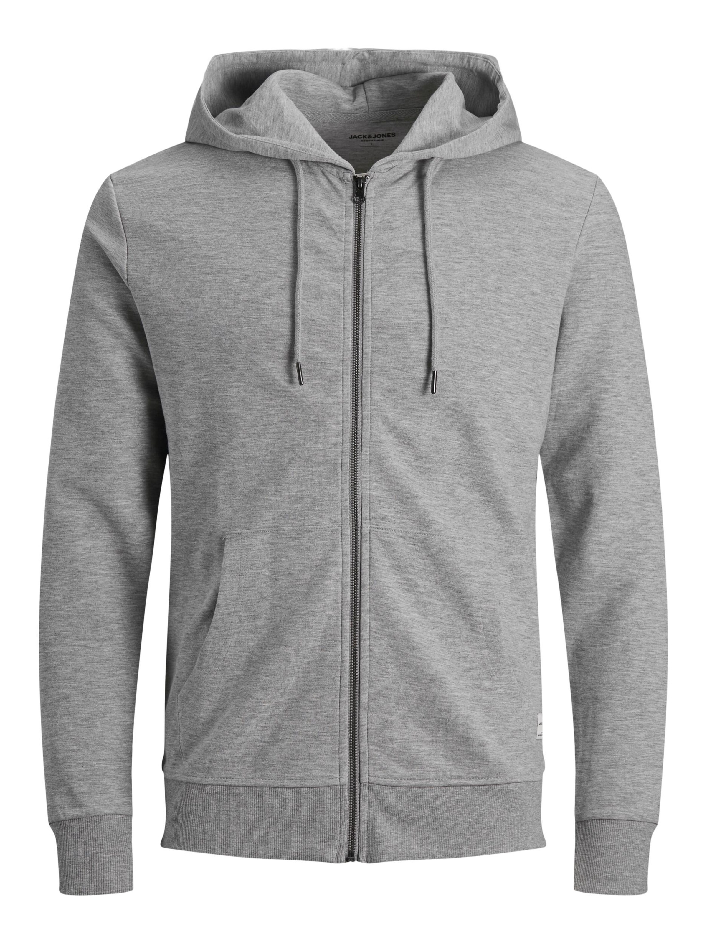 Jack & Jones Plus Zip-Up Hoodie in Grey: front