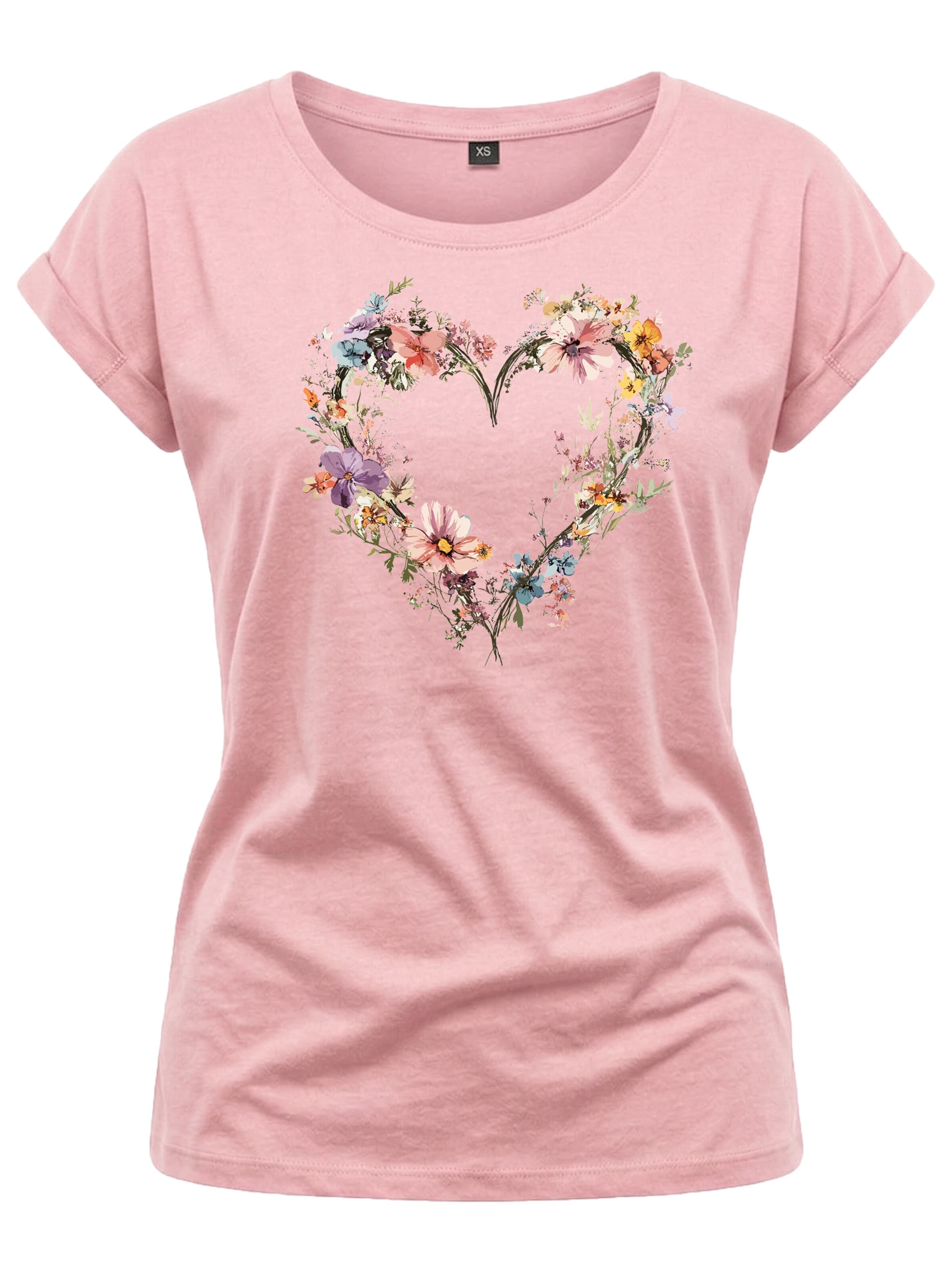 MAKAYA Shirt 'Blumenherz' in Pink: front