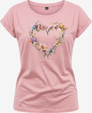 MAKAYA Shirt 'Blumenherz' in Pink: front
