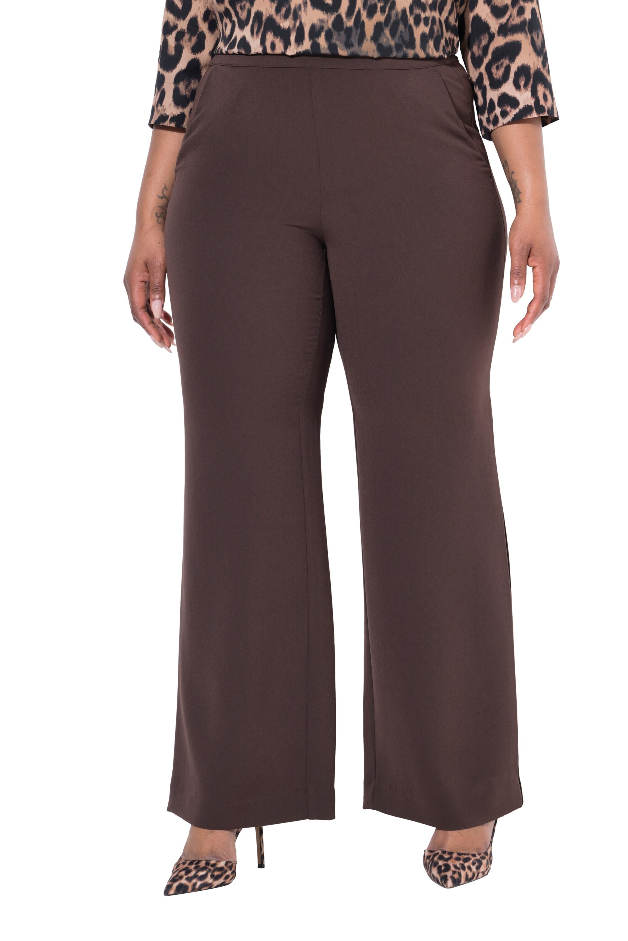 Ulla Popken Loose fit Trousers in Brown: front