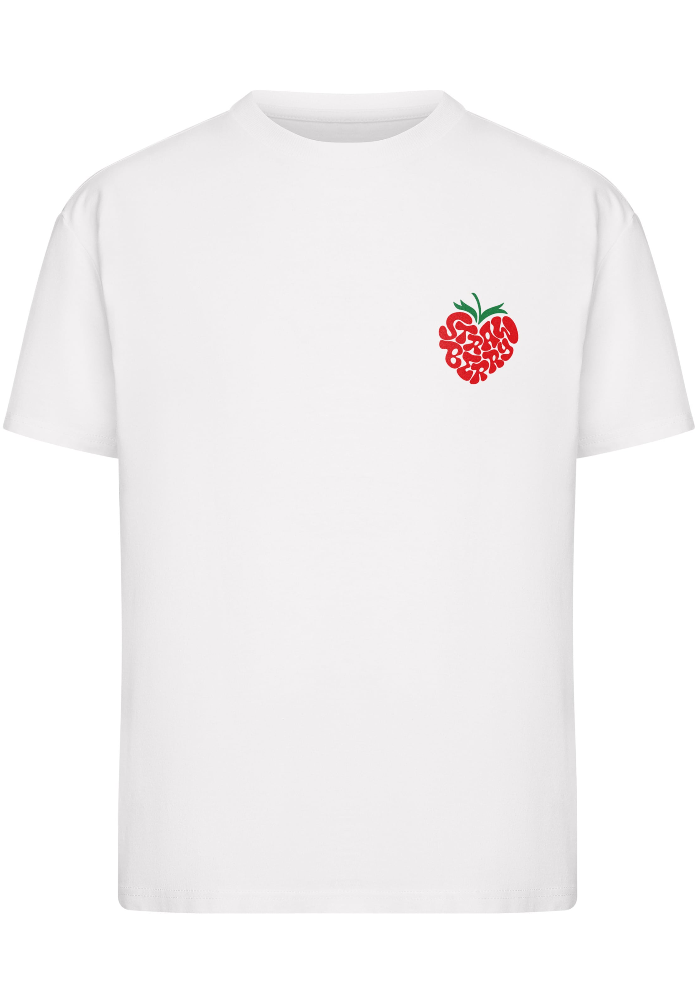 Miss Tee T-Shirt 'Strawberry Heart' in Weiß: Vorderseite