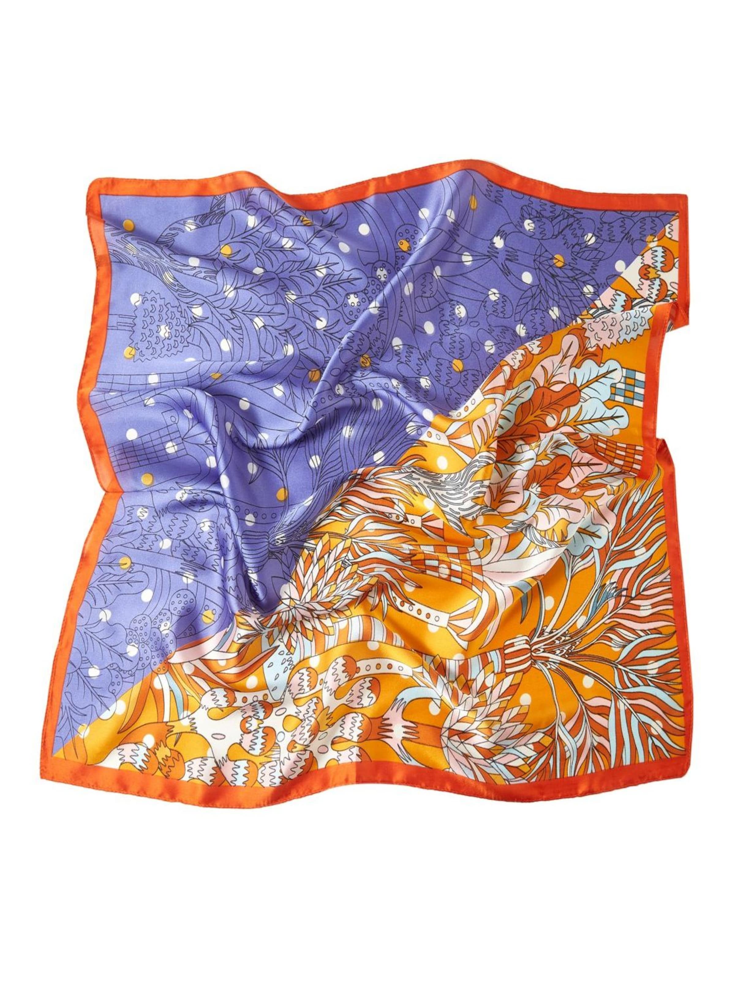alberto cabale Scarf 'Petit carré de Soie Bigflower Cléo' in Orange: front