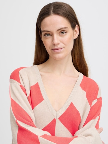 b.young Sweater ' BYMMMORLA GEOMETRIC JUMPER - ' in Red