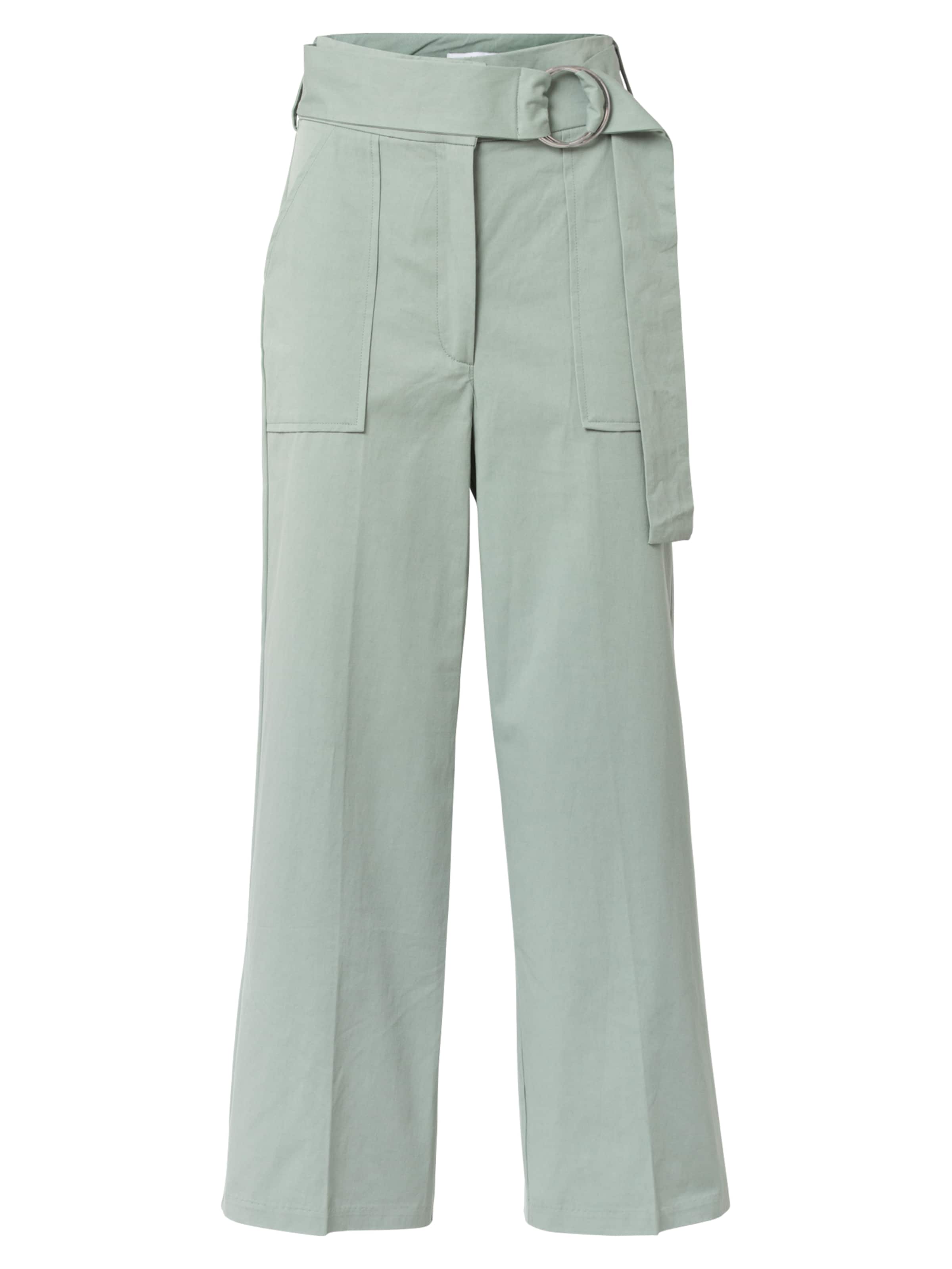 Warehouse Široký strih Nohavice s pukmi - Zelená: predná strana