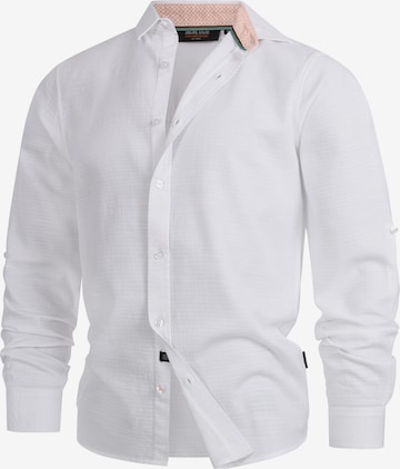 Coupe regular Chemise 'Terra' INDICODE JEANS en blanc : devant