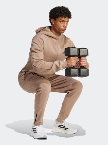 ADIDAS PERFORMANCE Sports sweat jacket 'Designed For Training' in Beige: front