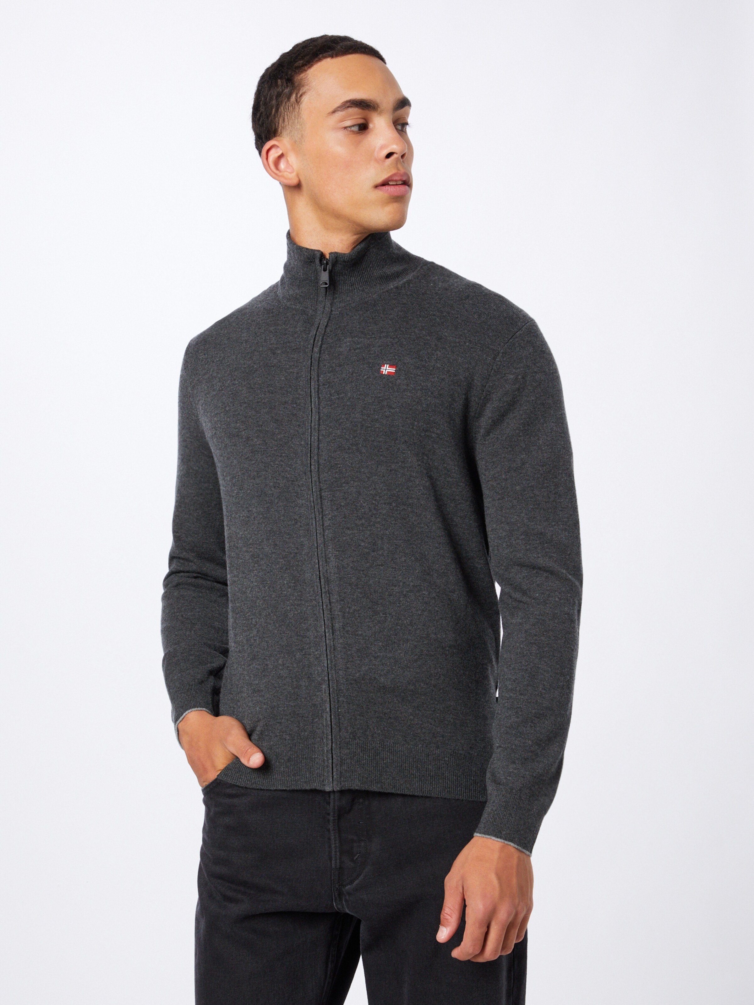 Napapijri Herren Pullover Davamand V3 – Grau, Langarm, Handwäsche