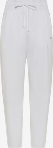 DEHA Tapered Pleat-Front Pants in White: front