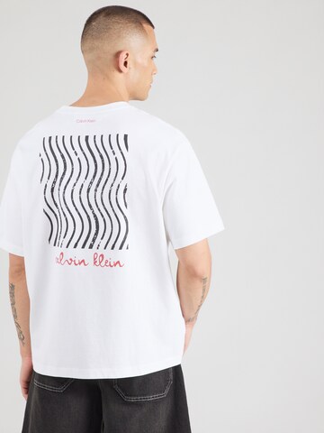 Calvin Klein Jeans Μπλουζάκι 'TRVL LINES' σε λευκό