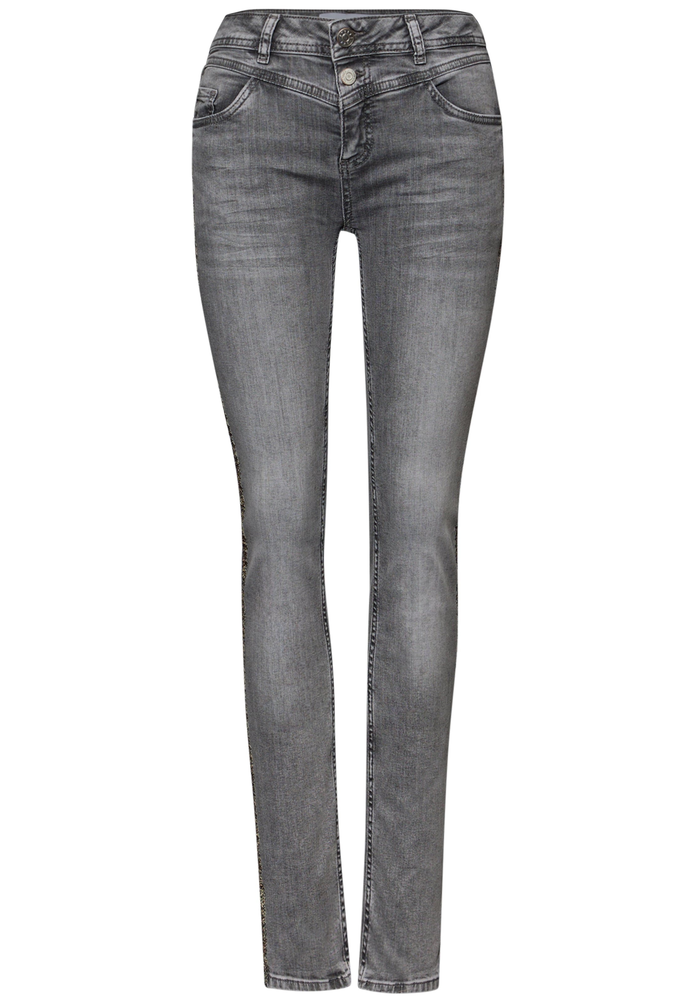 STREET ONE Slimfit Jeans in Grau: Vorderseite