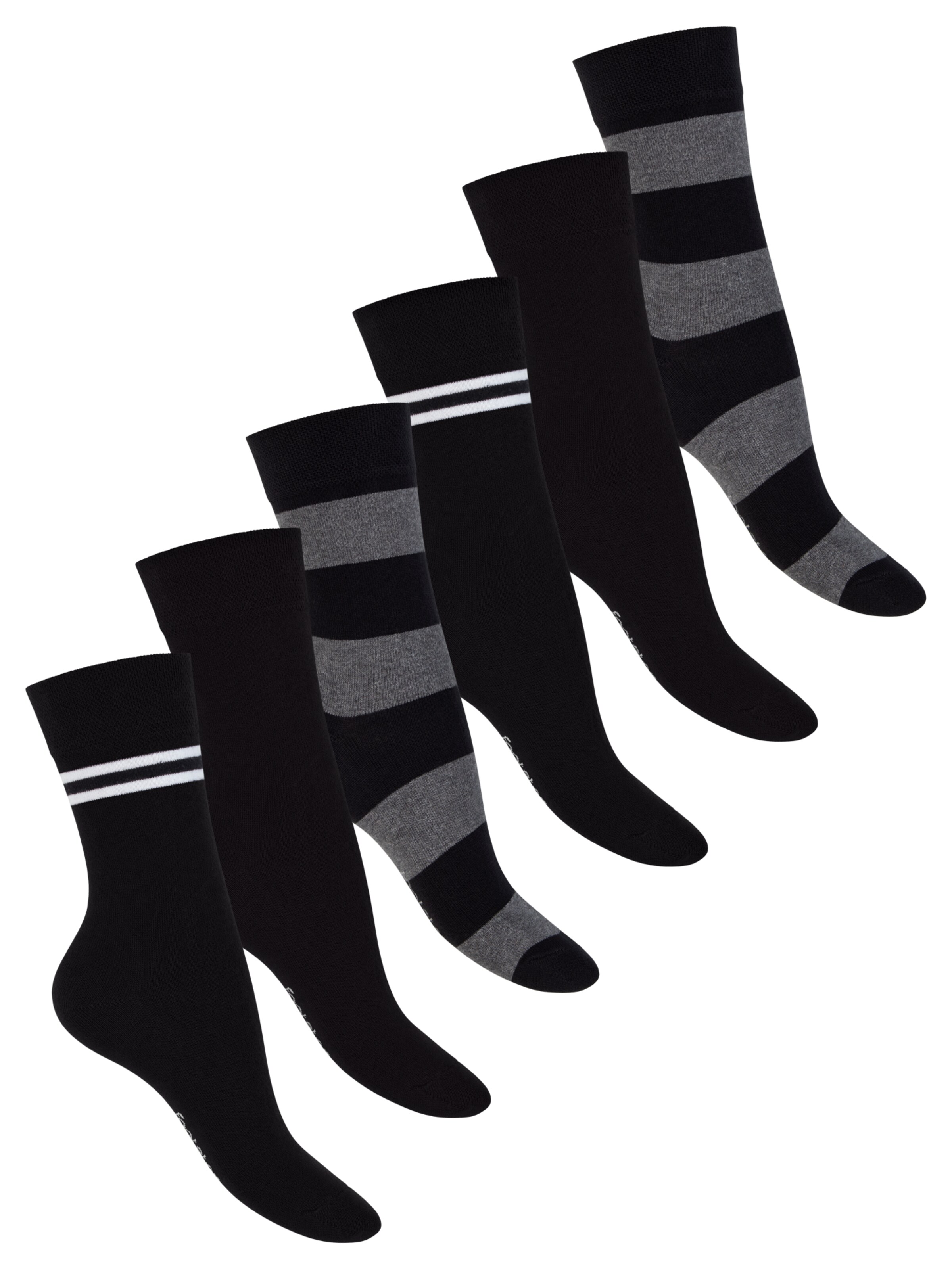 footstar Socken 'Ringel'‌‌‌‌‌ in Schwarz: Vorderseite