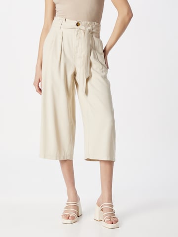 ONLY - Pierna ancha Pantalón plisado 'Aminta' en beige: frente