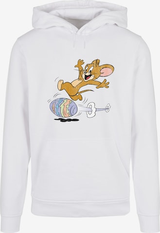 Sweat-shirt 'Tom And Jerry - Egg Run' ABSOLUTE CULT en blanc : devant