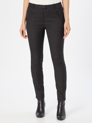 BOSS Slim fit Trousers with creases 'Anaita' in Black: front