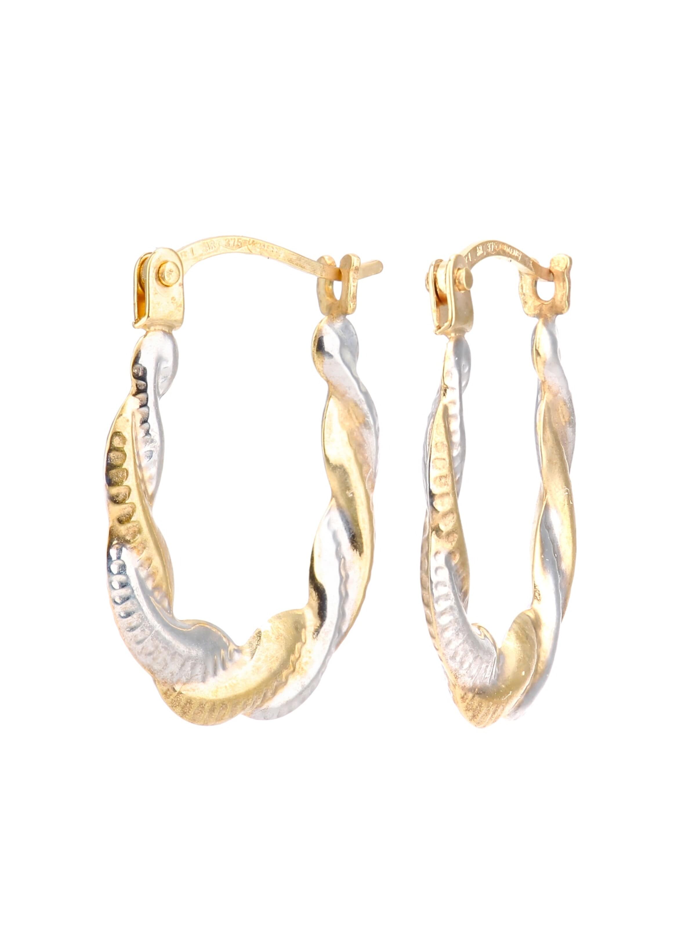 DIAMANT LETERNEL Earrings 'Creolen aus 375 Gelbgold gedreht' in Gold: front