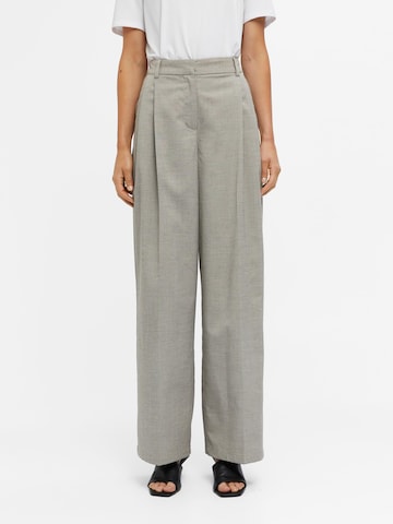 OBJECT Wide leg Pleat-front trousers 'Linnet' in Grey: front