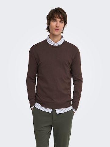 Pull-over 'ONSWYLER' Only & Sons en marron : devant