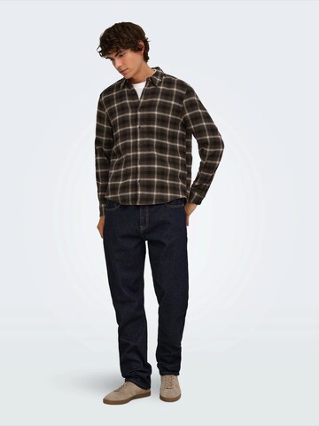 Only & Sons Regular fit Overhemd 'ONSGUDME' in Bruin