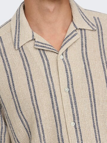 Only & Sons Regular fit Overhemd 'Trev' in Beige