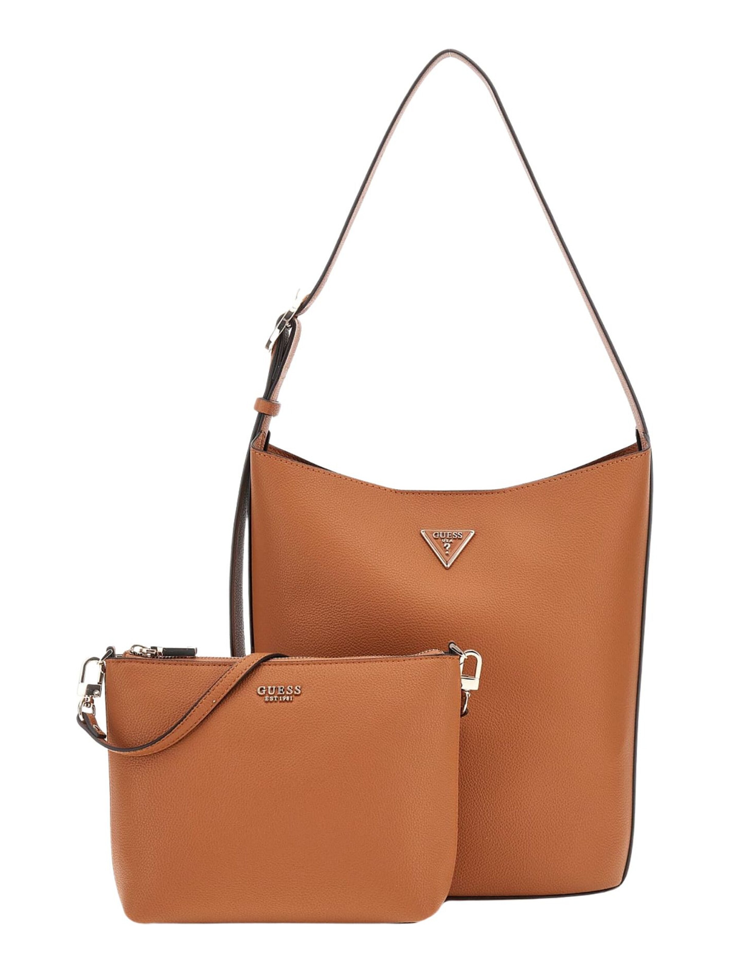 Borsa a spalla 'Meridian II' di GUESS in marrone: frontale