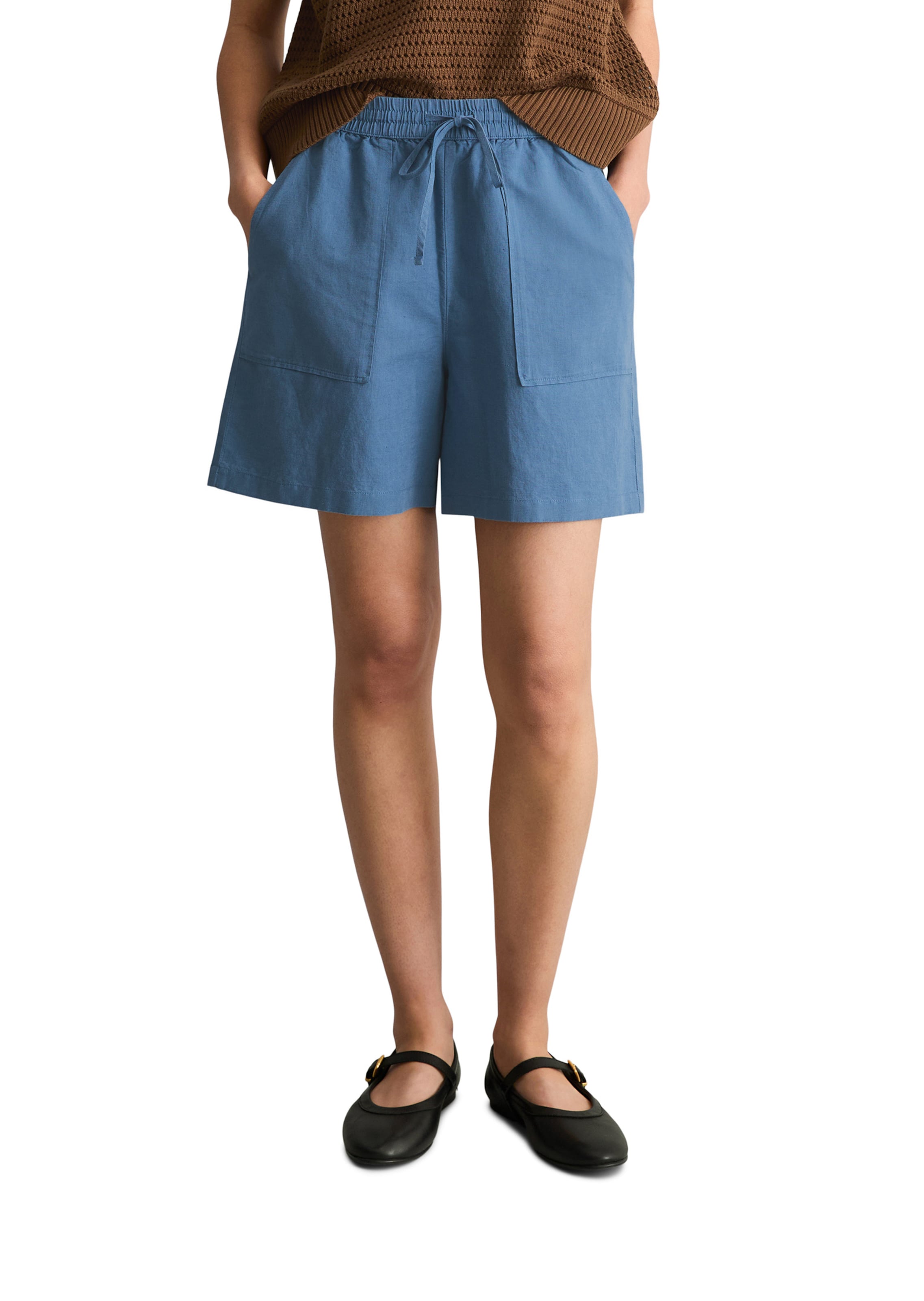 Marc O'Polo DENIM Loosefit Broek in Blauw: voorkant