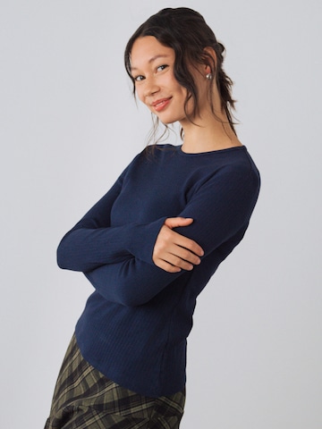 Honest Basics Shirt 'Long Rib' in Blauw