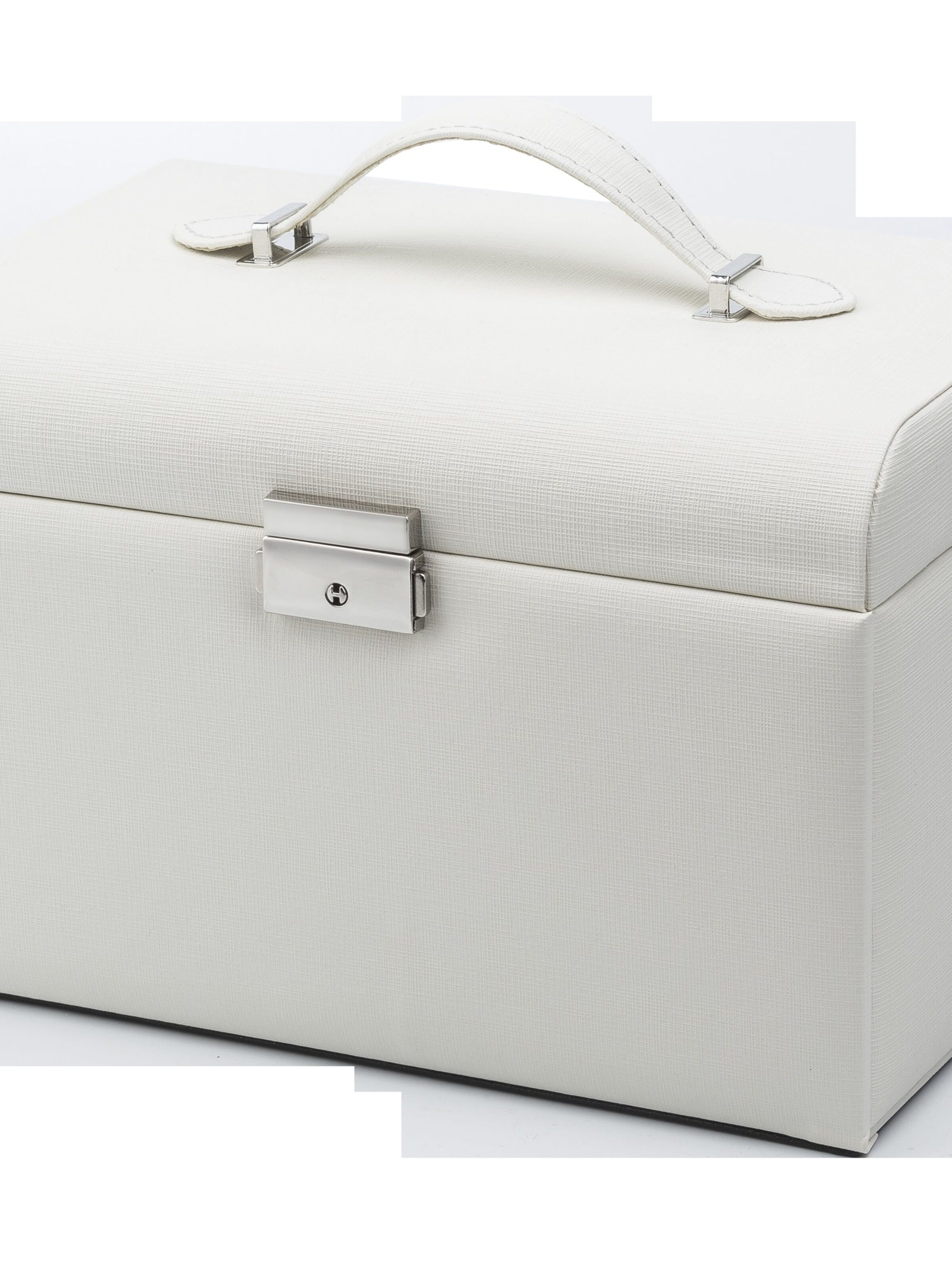 Boîte à bijoux 'Leather Jewelry Box with 20 Compartments - White' UNIQ Beauty en blanc
