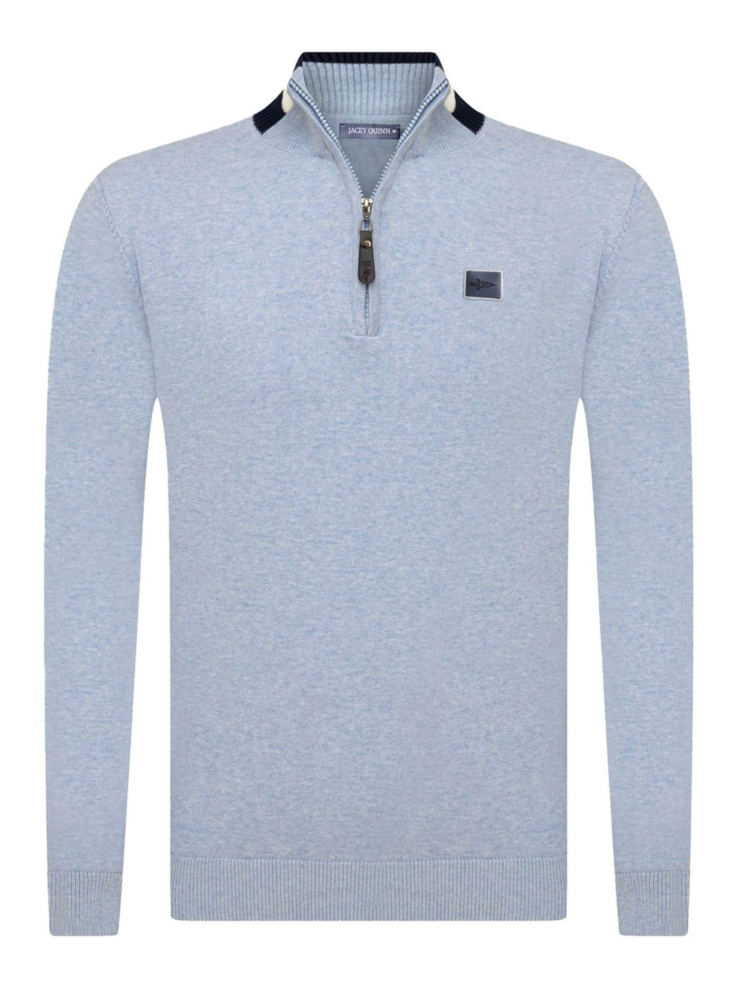 Jacey Quinn Moderner Passmeld halb Zip Pullover in Blau: Vorderseite