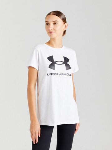 UNDER ARMOUR Performance shirt 'SPORTSTYLE' in White: front