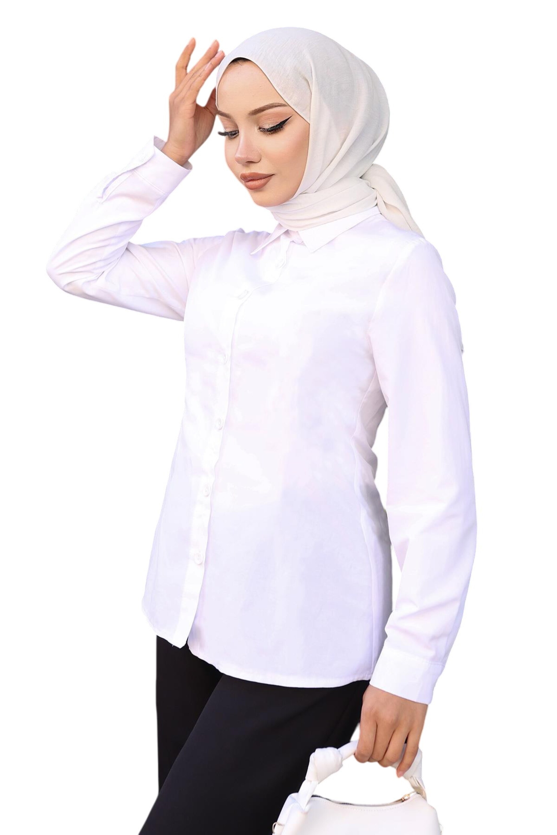 MODAMIHRAM Blouse in Wit: voorkant