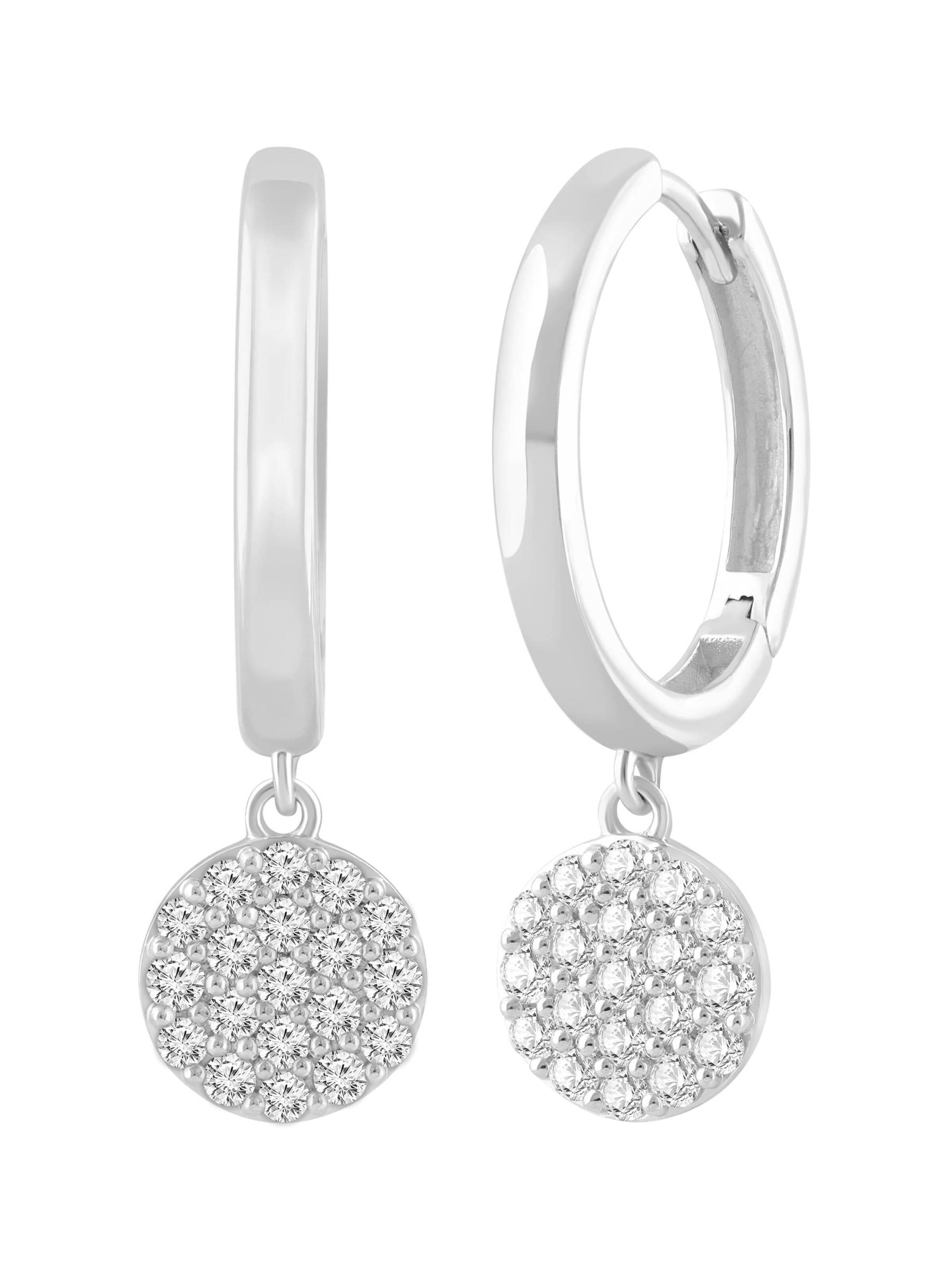 ETHISHER DIAMANTEN Ohrringe 'Ohrringe aus 375 Weißgold mit Lab Grown Diamant'‌‌‌‌‌‌‌‌‌‌ in Silber: Vorderseite