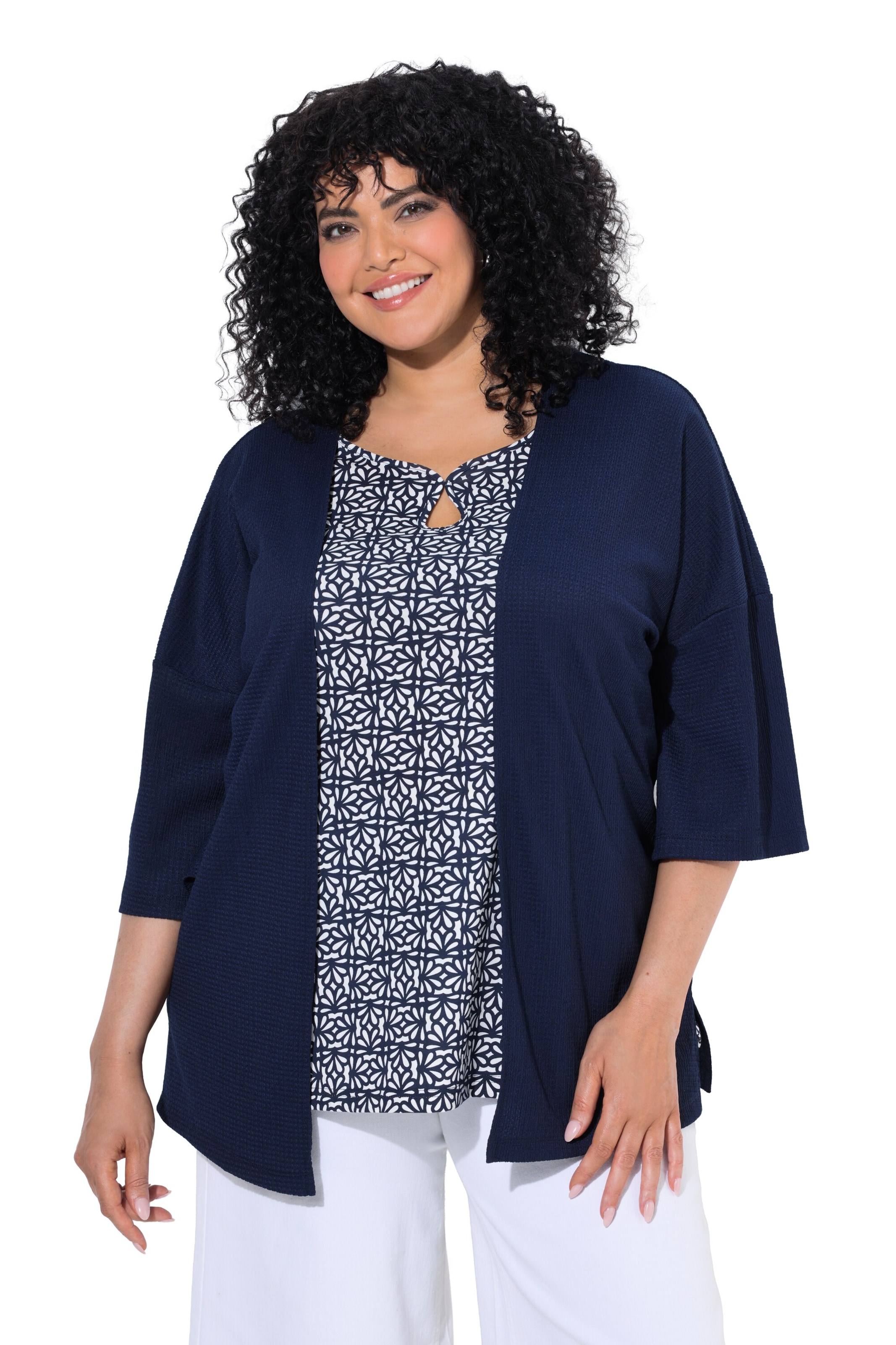 Ulla Popken Strickjacke in Blau: Vorderseite