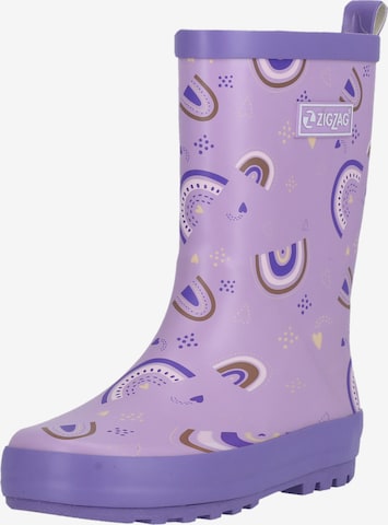ZigZag Rubber Boots 'Gemus' in Purple: front