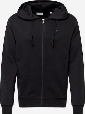 KnowledgeCotton Apparel Sweat jacket in Black: front