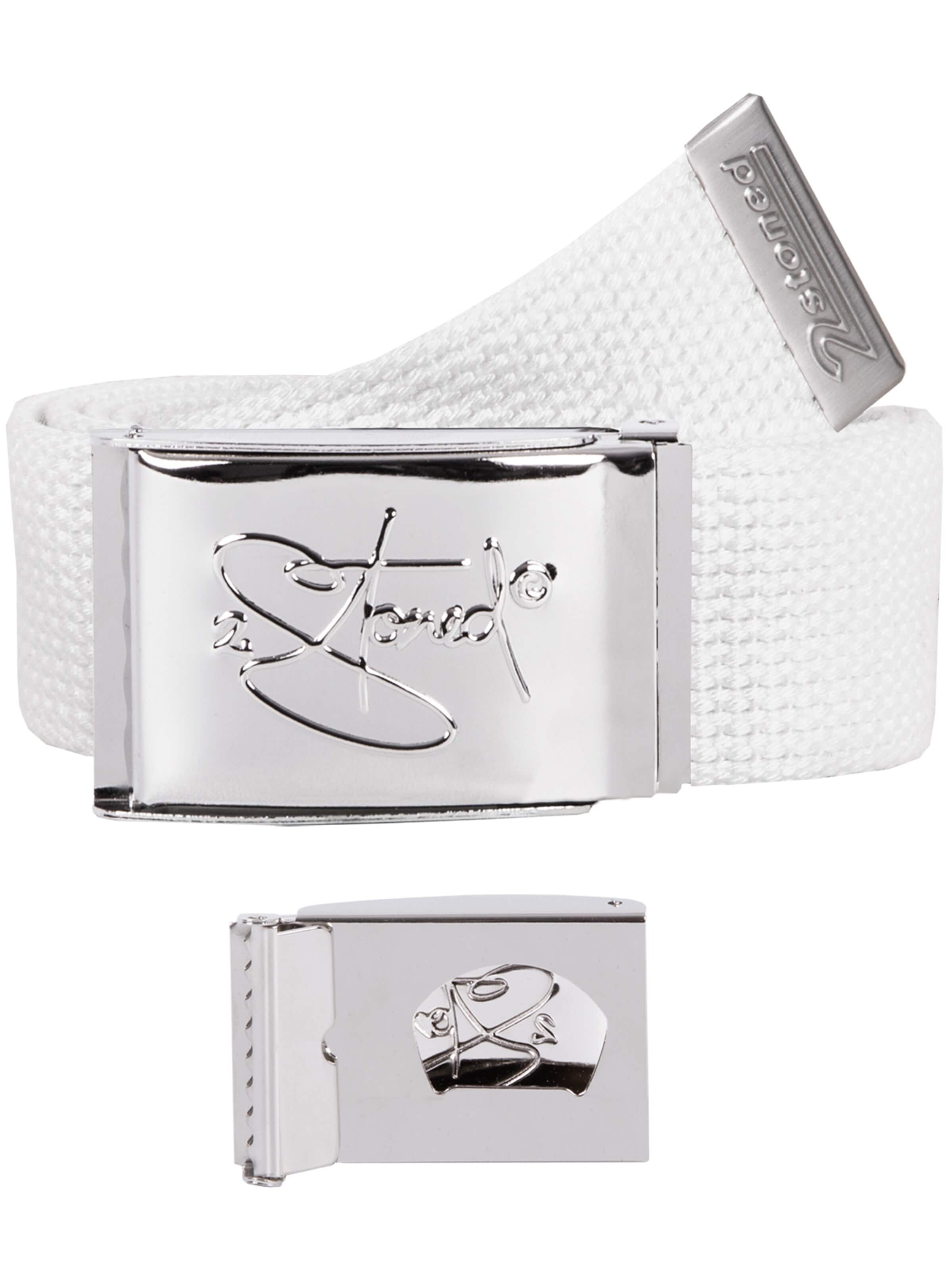 2Stoned Belt 'Classic Chrom Bottle-Opener' in White: front