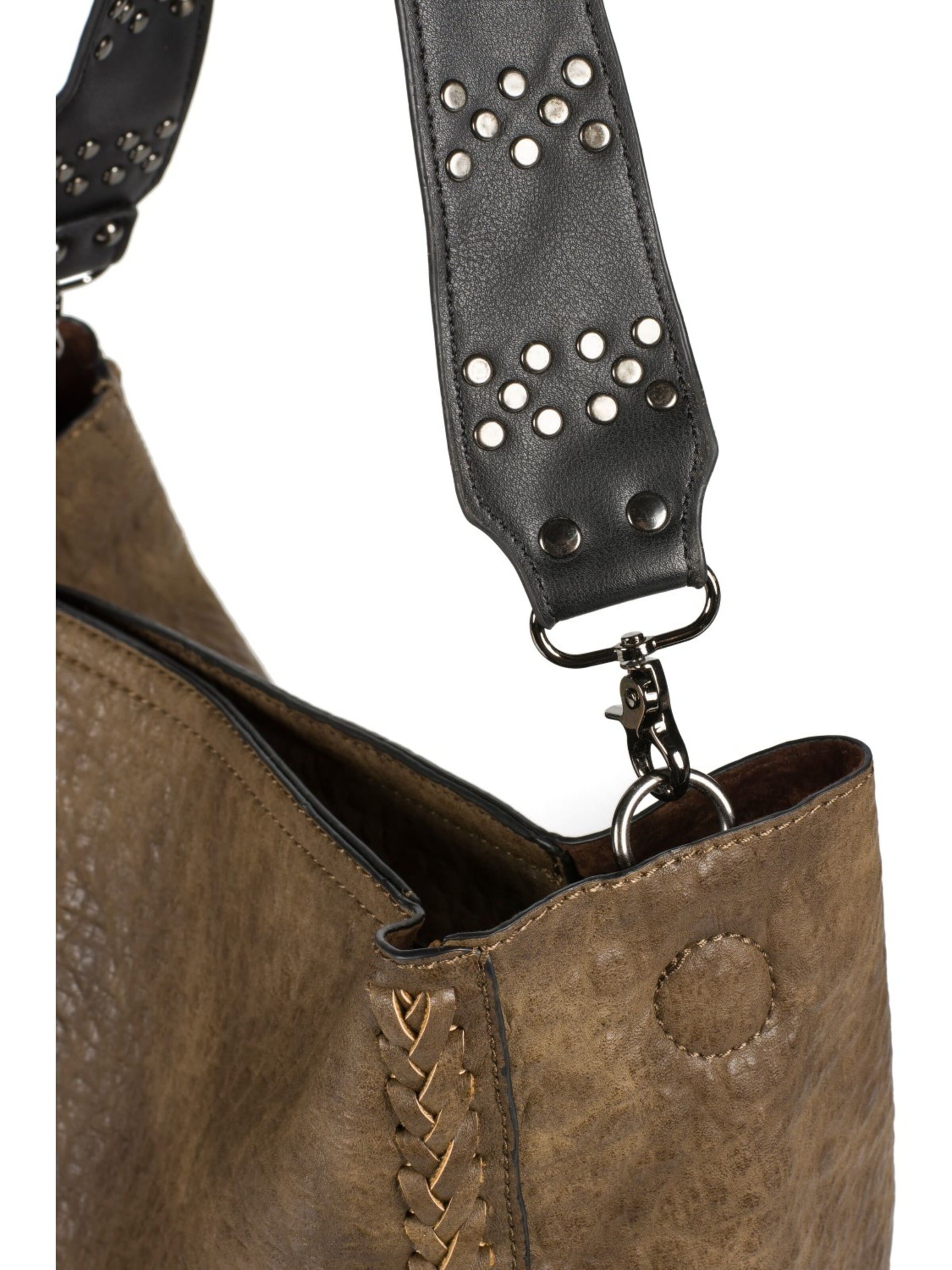 styleBREAKER Schultertasche '2 in 1 Schultertasche mit Nietengurt und Innentasche'‌‌‌‌ in Braun