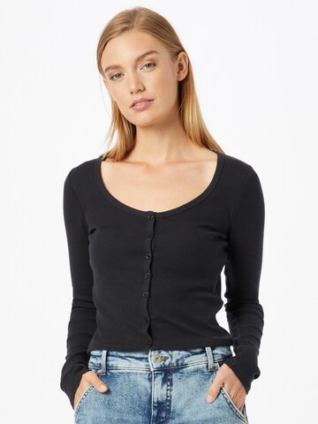 HOLLISTER Knit Cardigan in Black: front