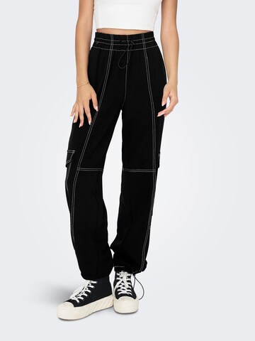 ONLY Loose fit Cargo trousers 'AMALIA' in Black: front