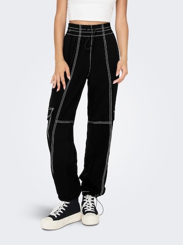 ONLY Loose fit Cargo Pants 'AMALIA' in Black: front