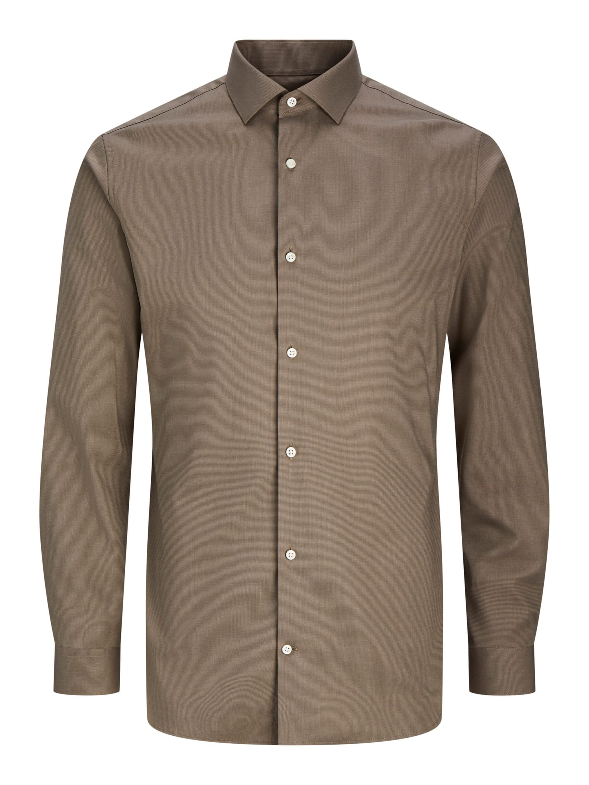 JACK & JONES Comfort fit Button Up Shirt 'parker' in Brown: front