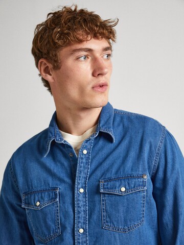 Pepe Jeans Regular fit Button Up Shirt 'HAMMOND' in Blue