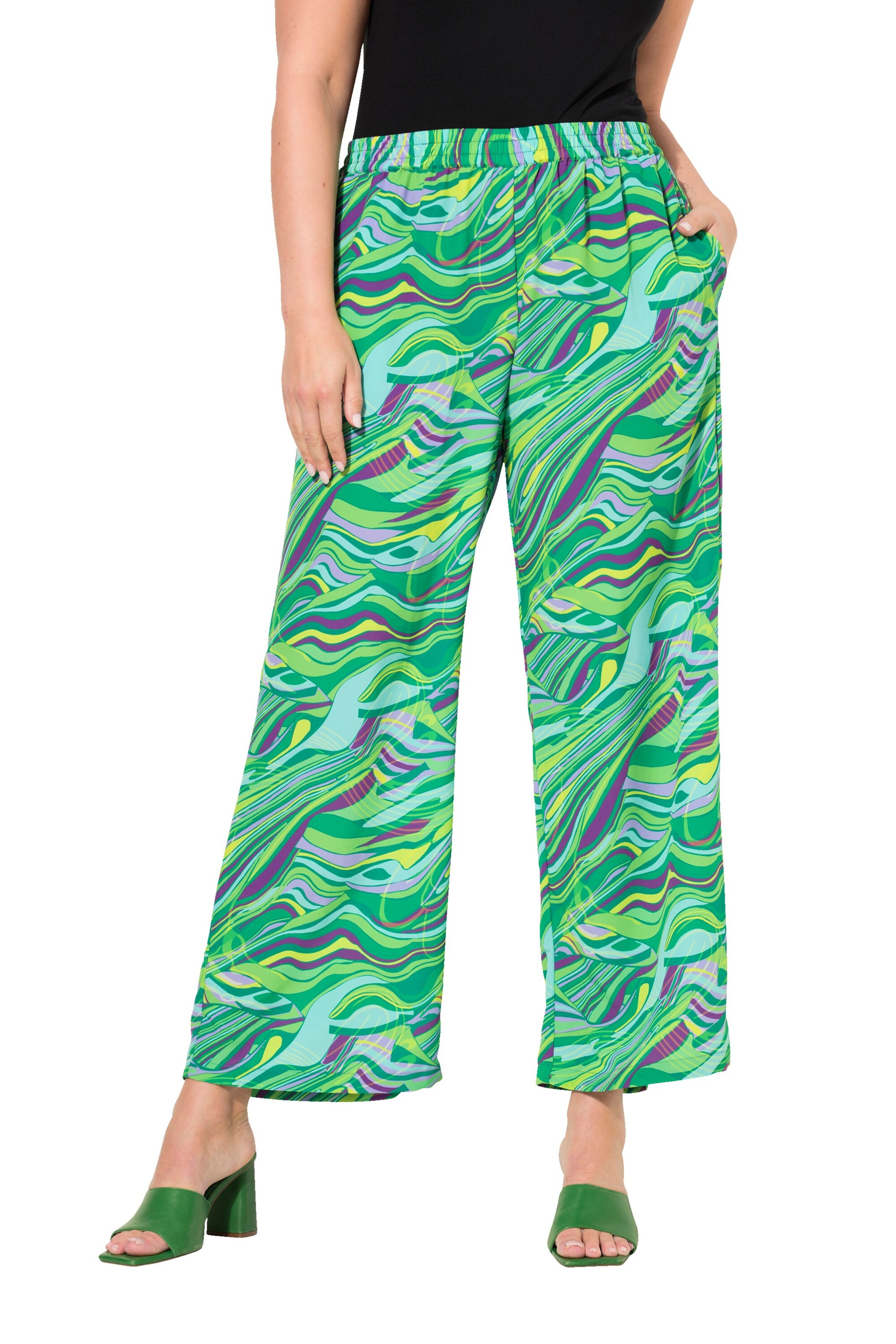 MIAMODA Wide leg Broek in Groen: voorkant
