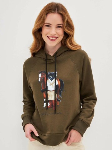 Cat e Lolette Sweatshirt 'Rider Cat'‌‌‌‌ in Grün: Vorderseite