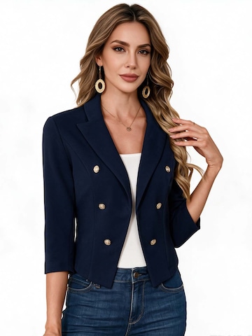 KoJooin Marynarka 'Damen Business-Blazer mit spitzem Reverskragen Metallknöpfen: 3/4-Ärmel,offene Knopfleiste perfekt' w kolorze niebieski